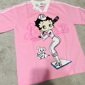 Pink Betty Boop Adult Baseball T-Shirt